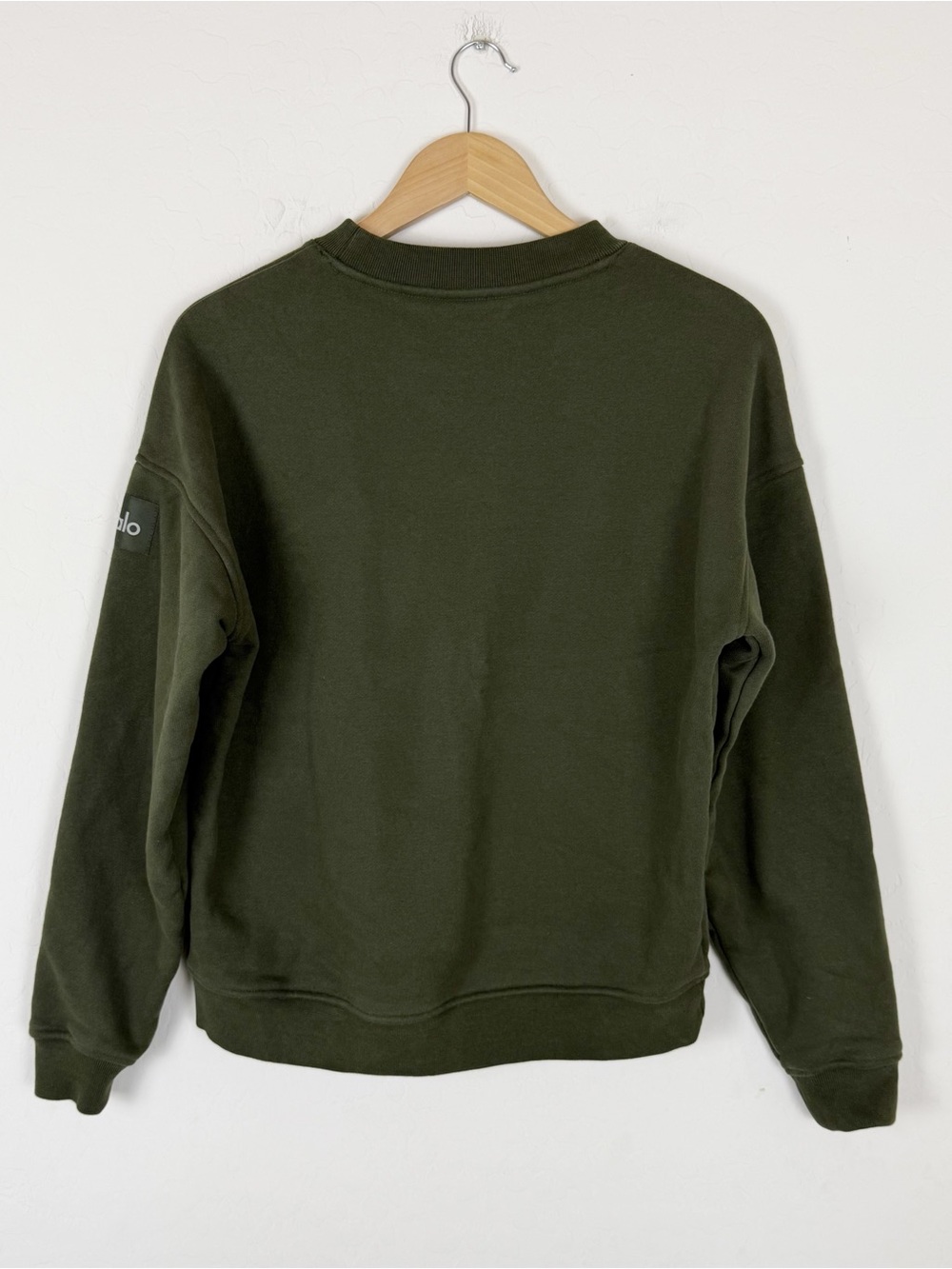ALO dark olive green crewneck pullover sweatshirt